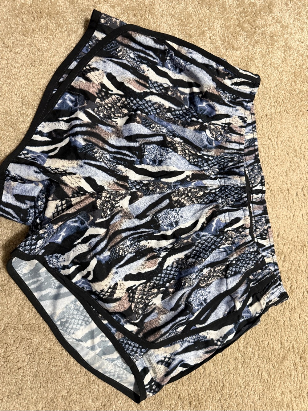 Calvin Klein Black, Blue & Gray Animal-Print Athletic Shorts